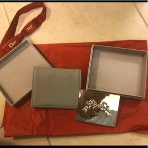 NWT Rare DIOR silver compact mirror with case/wallet